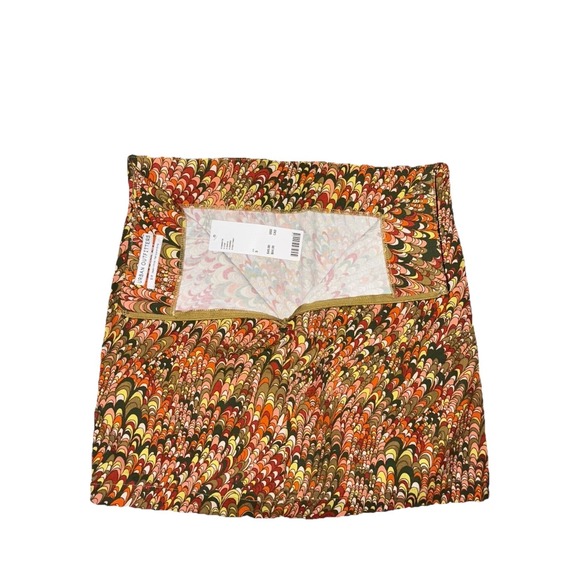 UO NWT Boho Marbled Orange Red Green Design Mini Skirt Women's Size Small NEW - Picture 2 of 6